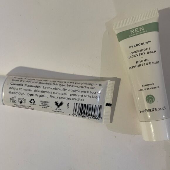 2 REN Clean Skincare Evercalm Overnight Recovery Balm Travel Size 5ml/.17 oz New - Picture 3 of 4